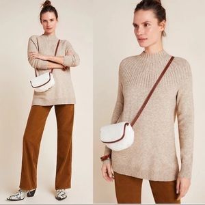 Anthropologie mock neck welford pullover light brown sweater size XS
